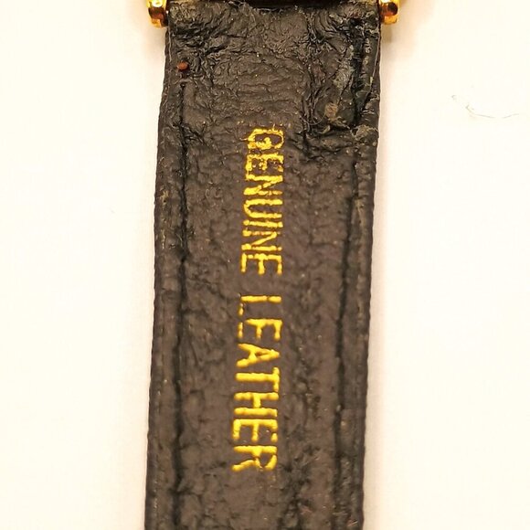 Ronica Gold Toned "Joker" Quartz Wristwatch Black Genuine Leather Band - Picture 7 of 9